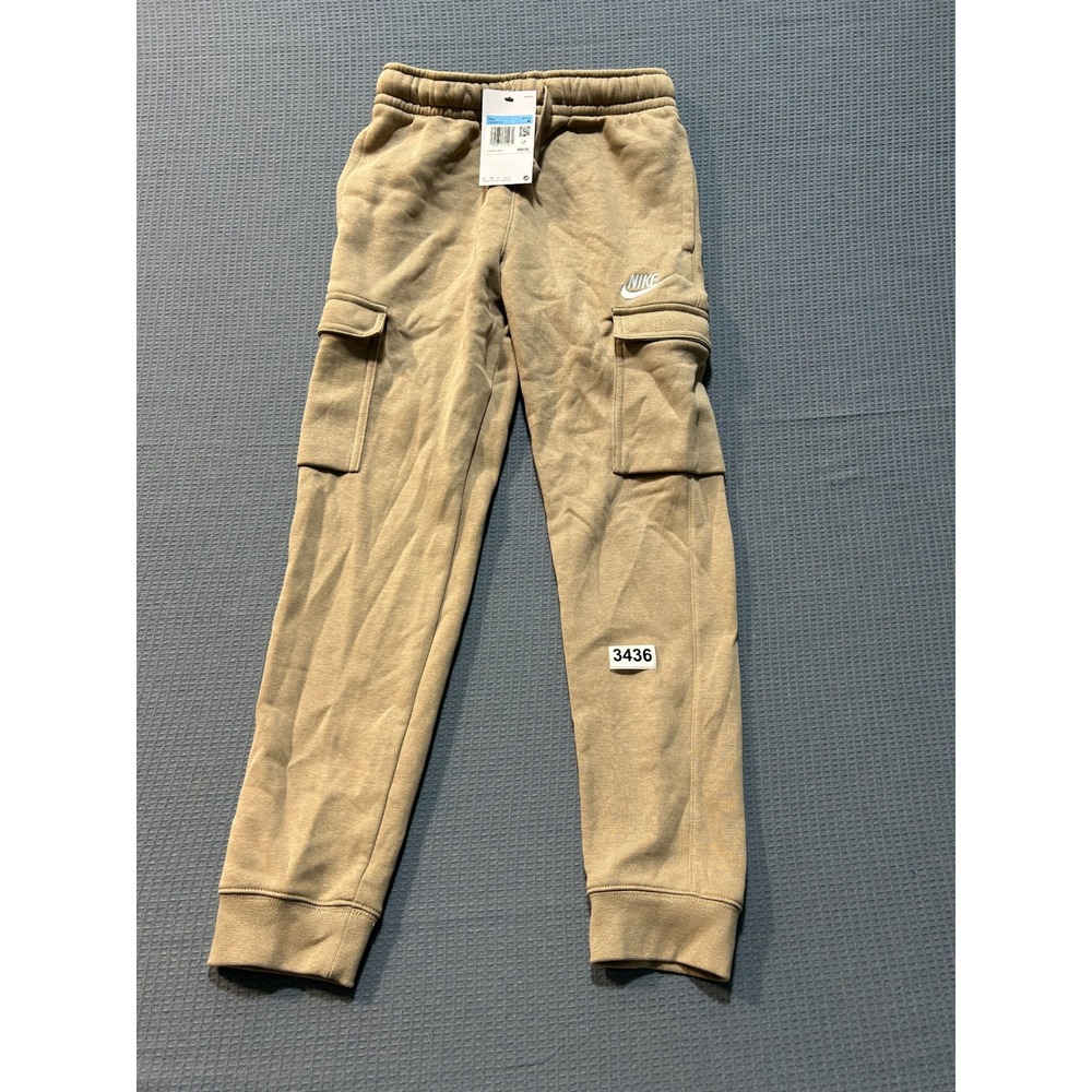 Nike Club Fleece Cargo Pants Kids Medium Khaki Tan CQ4298-247